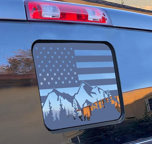 for Ford F150 F250 F350 2015–2025 2026 Matte Black Rear Window American Flag Decal, USA Truck Back Center Vinyl Sticker, Patriotic Rear Sliding Window Decal for Ford F150