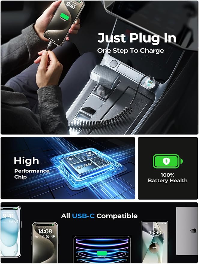 LISEN 90W for iPhone 17 16 15 Pro Max Car Charger USB C Fast Charge,Super Fast for iPhone 17 16 Car Charger USB C Adapter for iPhone 17e 16 15 Pro Max Plus Air,Samsung Galaxy S26 Ultra, Android,90inch