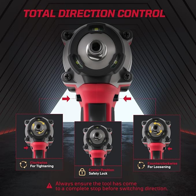 Cordless Impact Wrench1/2 Inch, 800N. M/590Ft-lbs Power Impact Gun Kit, High Torque Electric Impact Driver for Car RV Tire,LED Light,4.0Ah Battery,Car/DIY Furniture/Home,Power tools,Red Toolbox