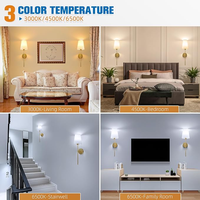 NIORSUN 25.4 inch Battery Operated Wall Sconce Set of 2,Gold Rechargeable Wall Lights with 10400mAh Dimmable Detachable Bulbs and Remote,9 Colors Wireless Sconces for Bedroom Living Room Hallway