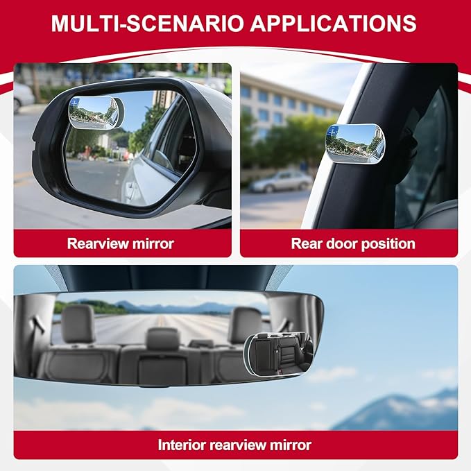 LivTee Blind Spot Mirrors, Flat Oval HD Glass Frameless Convex Rear View Mirrors, Wide Angle Adjustable Stick for Side Mirror, Automotive Exterior Accessories for Car, SUV & Trucks, Pack of 2