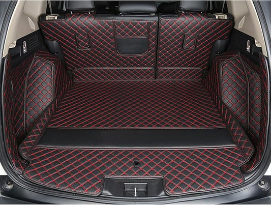 Trunk Mat+Back Seat Protector+Both Side Protector Full Coverage Cargo Mat- Black/Red