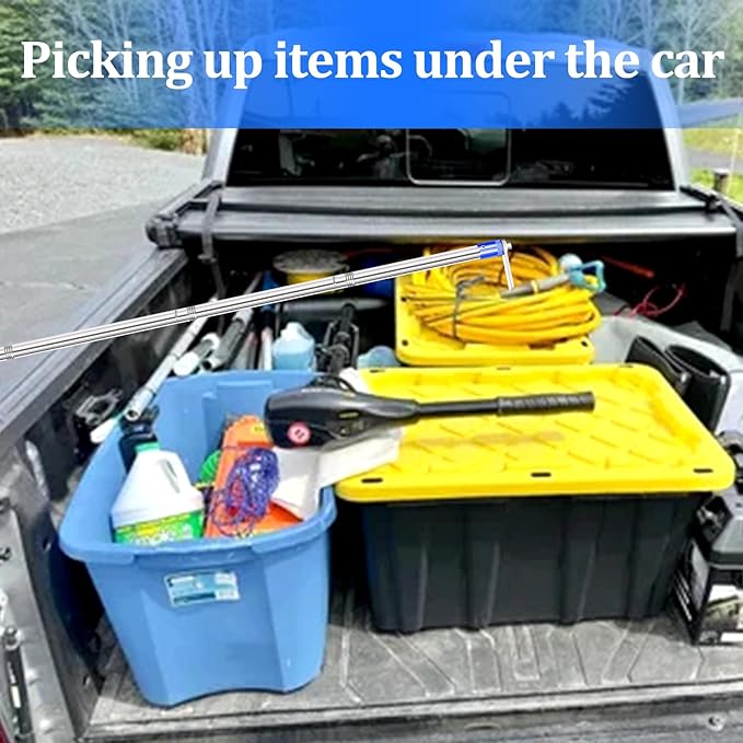 Truck Bed Grabber Tool, 32-inch - 74-inch Adjustable Extensions.Versatile Heavy-Duty Truck Accessory for Pickup Truck Bed Hook bar with Comfortable Foam Handle and Two Long Hooks
