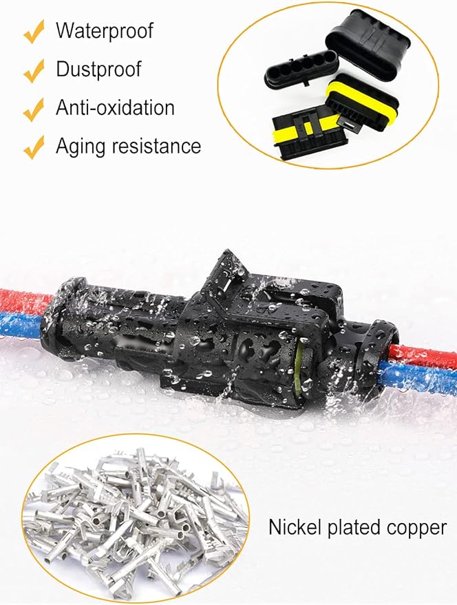 352Pcs Waterproof Electrical Connector Terminals Automotive Electrical Wire Connectors 1/2/3/4 Pin Connector with Ratchet Crimping Tool