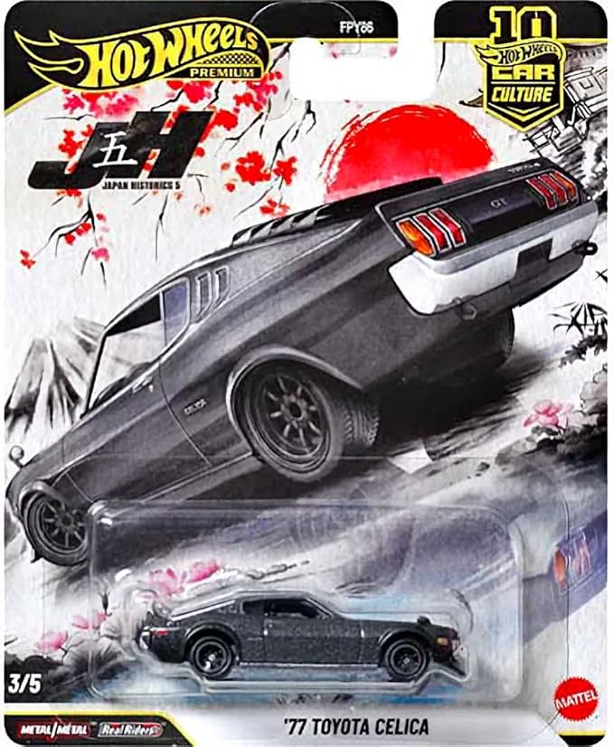 Hot Wheels Japan Historics 5 Premium Car Collection, 5-Pack Diecast Set with Nissan Skyline, Toyota Trueno, Celica, Datsun 620, Honda CRX, Car Culture Series FPY86-961P