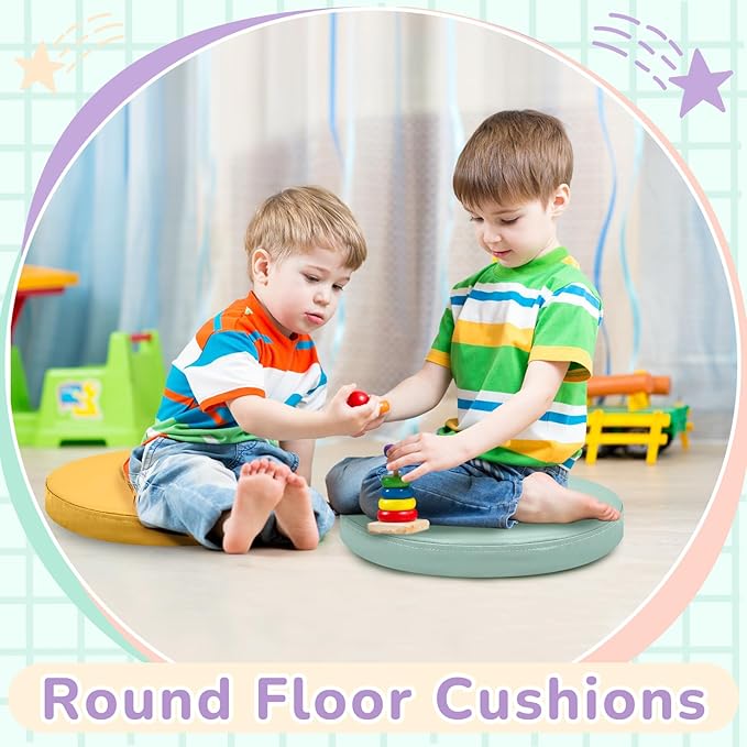 Juexica 8 Pcs Extra Thick Flexible Seating Floor Cushion Assorted Colored Floor Pillow Classroom Seat Cushion Soft Classroom Seating for Kid Learning(Hippie Boho,13.8 x 13.8 x 2 Inch,Round)