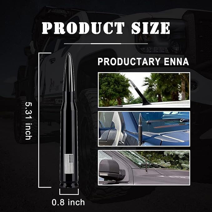 Ajxn 1 PC Car Truck Bullet Antenna, Automobile Antenna Mast, Suitable for GM Chevy Silverado 1500 3500 HD Avalanche GMC Sierra 1500 3500 Denali Heavy Duty Pickup Trucks Accessories (Black)