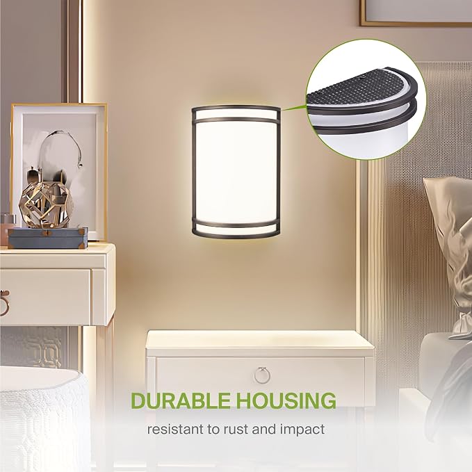 ASD Indoor LED Wall Sconce Lights - 10 Inch 15W Bronze Modern LED Wall Sconces Hardwired - ETL Dimmable 3000K 4000K 5000K Adjustable Sconce Light Fixture for Bedroom, Hallway, 4 Pack