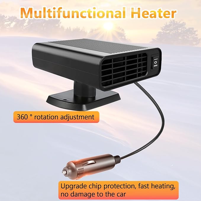 Portable Car Heater, 2026 New upgraded Car Heater for Vehicle,12V Fast Heating Windscreen Defroster Defogger, 150W Car Heater That Plugs into Cigarette Lighter and Cooling Fan for All Cars