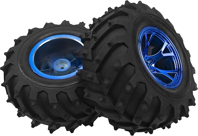 4.72''OD Rubber Tires & Wheel Rim 12mm Hex Hub Compatible with RedCat Volcano Traxxas Rustler HPI HSP Tamiya Exceed Himoto 1/10 Off-Road Monster Truck,120mmx56mm (Blue)