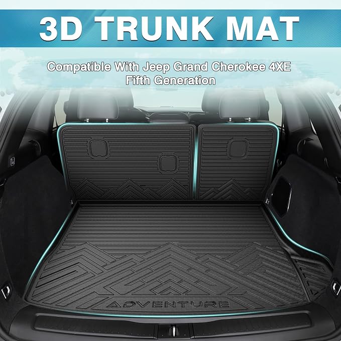 Mixsuper Cargo Liner for Jeep Grand Cherokee 2022-2026 (Not for Grand Cherokee L/WK), All Weather TPE Trunk Cargo Mat with Backrest Protectors Compatible with Grand Cherokee & 4xe