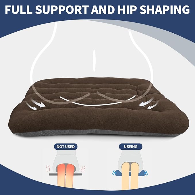 BUYUE Good Support Office Chair Cushion Padded, Soft Velvet Comfortable Non-Slip Seat Cushion for Computer Desk Kitchen Chair (1 Count, Brown)