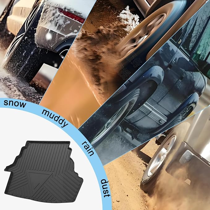 Camry Cargo Liners - All-Weather Protector 3D Custom-Fit Waterproof Durable Odorless TPO High-Raised Edge Flexible Rear Trunk Tray Floor mats Compatible with 2006-2012 Toyota Camry