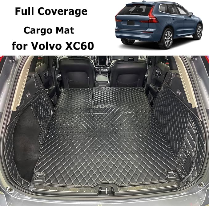 Cargo Mat Compatible with 2018-2026 Volvo XC60 Trunk Mat (and Rear Left and Right Side Panels) Cargo Liners for XC 60 All Weather Anti-Slip