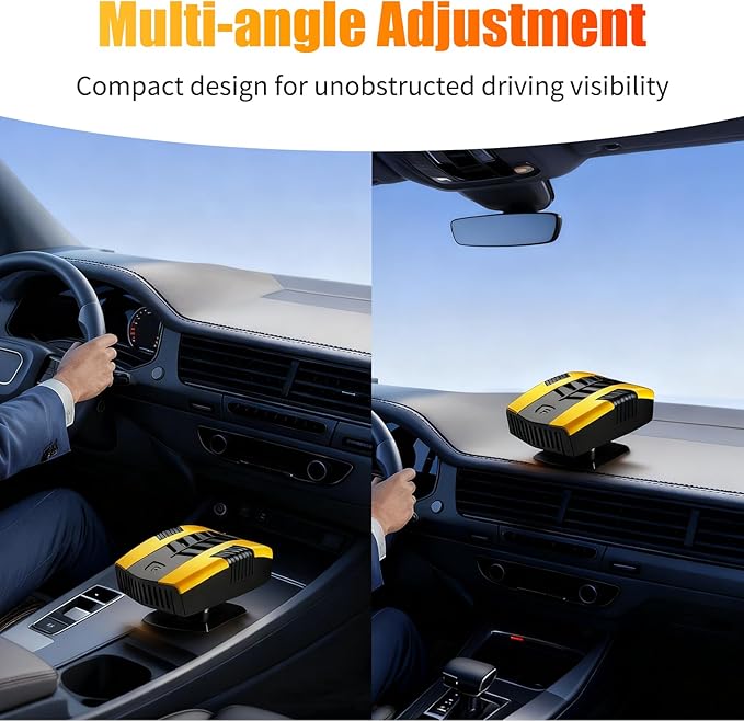 2026 Portable Car Heaters for Vehicle, Car Heater That Plugs Into Cigarette Lighte, Portable Heater for Car, 2 in 1 Fast Heating & Cooling 360° Rotatable Car Defroster Windshield Heater Yellow