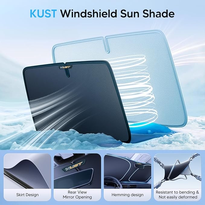 KUST Windshield Sun Shade for 2008-2010 2011 2012 2013 Toyota Highlander Accessories Custom Fit Sunshade Foldable Sun Protector Blocks UV Rays