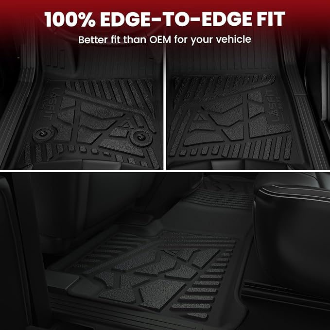 LASFIT Floor Mats for Chevy Silverado/GMC Sierra Extended Cab 1500 2500/2500HD 1999-2007, 3500HD 2001-2007(2007 Fit Classic Body Only), All Weather TPE Custom Fit Floor Mats for Cars, 1st & 2nd Row