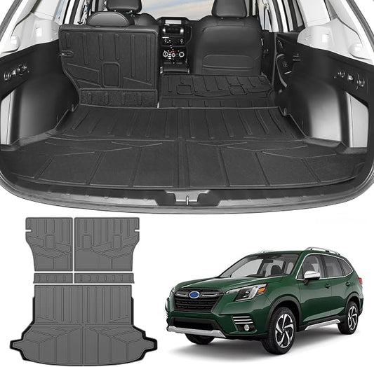 Cargo Liners for 2019-2024 Subaru Forester Without Subwoofer Trunk Mat with Seat Back Cover Accessories, All Weather Rear Cargo Mat Backrest Protector
