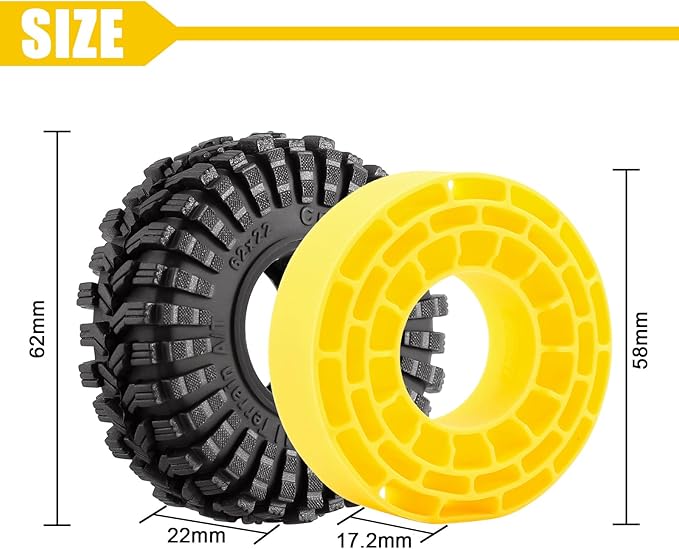 INJORA 1.0 Silicone Rubber Inserts and S5 All Terrain Tires for 1/18 TRX4M 1/24 SCX24 RC Crawler Upgarde