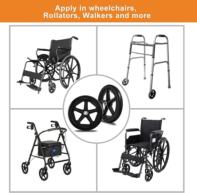 4Pcs 8 Inch Solid Replacement Wheels - Environmentally Friendly Rubber Material, Wear-Resistant PU Tires, Anti-Slip, and Durable ABS Wheel Hub - Easy to Install (4 Pcs)