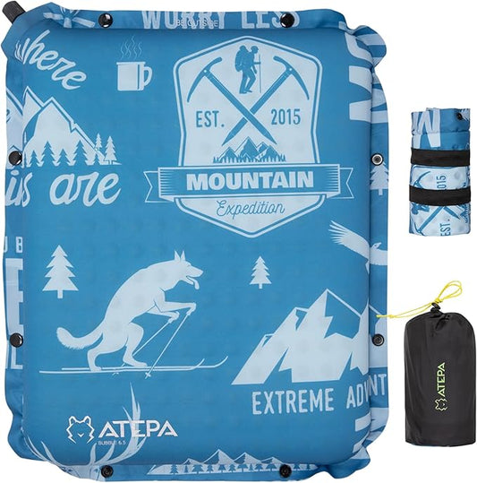 ATEPA Inflatable Seat Cushion, Compact Self-Inflating Seat Cushion for Stadium Airplane Air Travel Bleacher Camping, Blow Up Foam Seat Pad for Outdoor Sports Events Backpacking Hiking Sitting