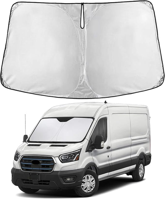 Autovir Windshield Sun Shade Fit for 2015-2024 2025 2026 Ford Transit Sun Shade, Front Window Sun Visor, UV Protection, Heat Blocker, Foldable Car Accessories