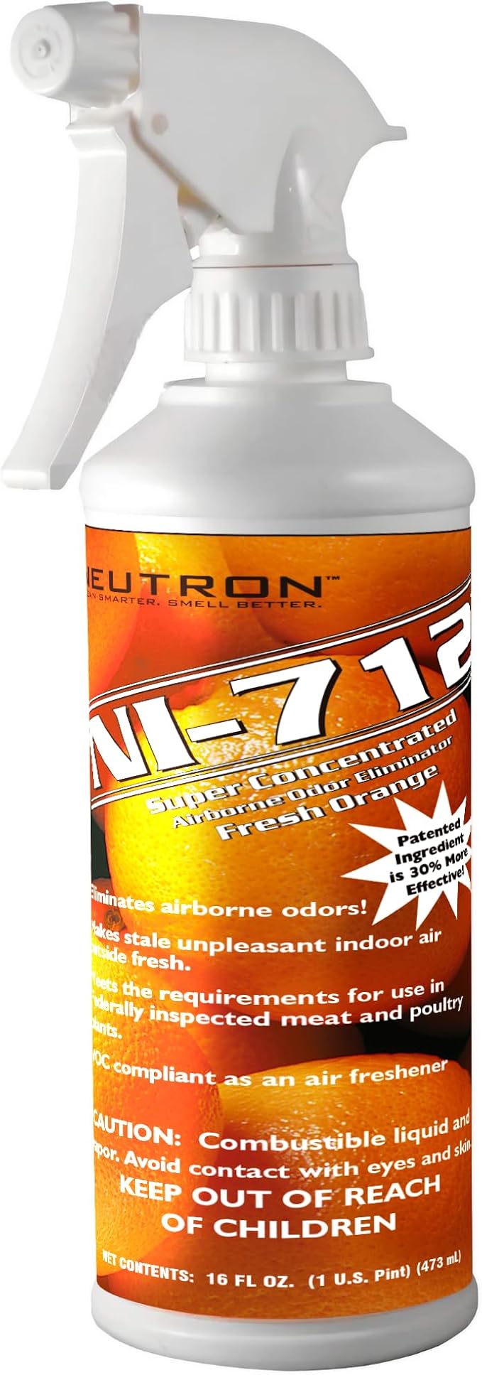 NI-712 Fresh Orange Odor Eliminator Spray (1 bottle) – Powerful, Long-Lasting Odor Neutralizer – Instant Air Freshener for Home, Car & More – Pint-Sized