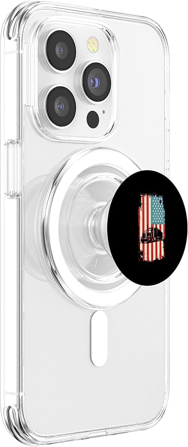 American Flag Trucker Semi Trailer 18 Wheeler Truck Driver PopSockets PopGrip for MagSafe