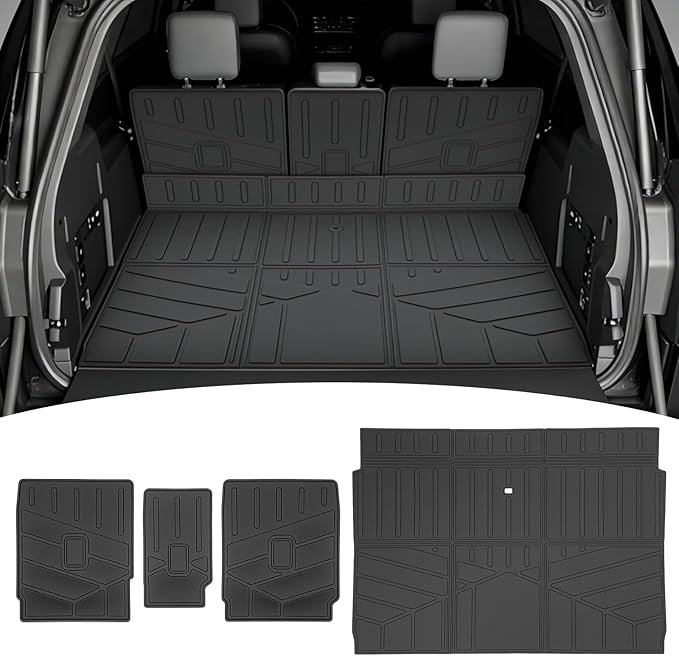 Cargo Liners for 2025 2026 Ford Expedition Max/Lincoln Navigator L Trunk Mat with Seat Back Cover Accessories, All Weather Rear Cargo Mat Backrest Protector(Only for Max & L Models)