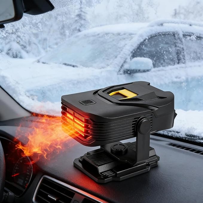 Car Heater, 12V Portable Heater Quick Warmth for Car in Winter, 2 in 1 Heating/Cooling Car Heater for Vehicle, Defroster Windshield Heater for Car, Space Heater for All Cars (Black)