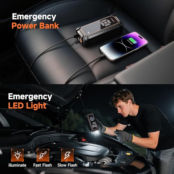 OlarHike Cordless Tire Inflator Portable Air Compressor, 150PSI Dual Power - 6000mAh & 12V DC, Air Pump for Car Tires, Bike, Motorcycle, Balls with LED & Digital Pressure Gauge, Car Gifts