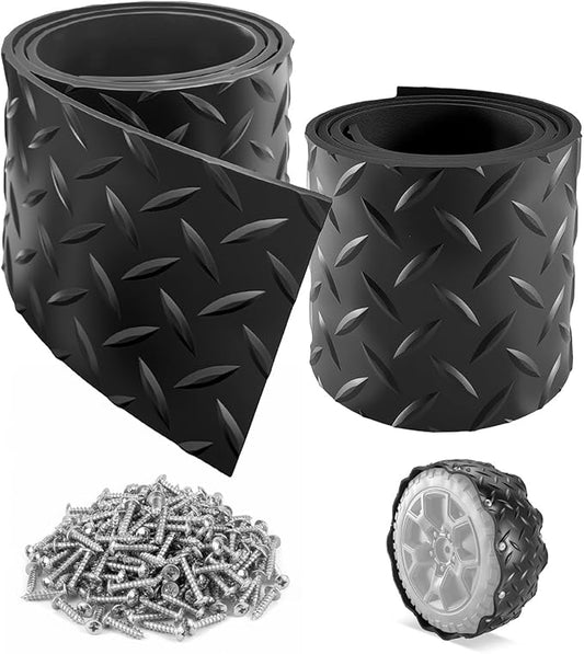 Rubber Tire Upgrade Kit for Power Wheel Kids Electric Ride On Car, Anti-Slip and Noise Reduction Wheel Replacement, Durable Shock Absorbing Tire Protection Covers for Plastic Wheels-2PCS