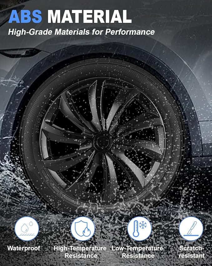 ABX Hubcap Wheel Covers Hub Caps 15 Inch Set of 4 Black & Silver Universal Wheel Rim Cover R15 Stylish Car Decor Wheel Covers for Toyota Camry Nissan Mazda (black-11, 15 inch)
