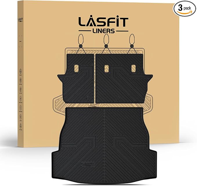 LASFIT Cargo Trunk Mat with Backrest Mats for Toyota RAV4 2025 2024 2023 2022 2021 2020 2019 (Include Hybrid) All Weather TPE Rear Cargo Liner Custom Fit Waterproof RAV 4 Accessories, Black