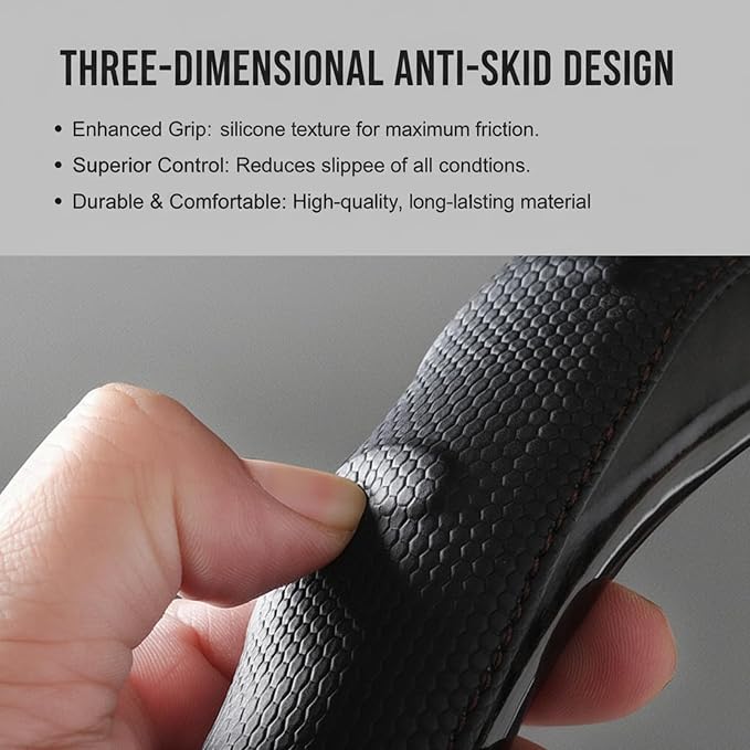 Heavy Duty Truck Steering Wheel Cover 17.5-18 Inch, Carbon Fiber with Anti-Slip Grip, X-Large Wheel Protector for Commercial Semi-Trucks, Buses and RVs (Red/Black) | Fits most 17.5-18 in semi truck, bus and RV wheels; X-large heavy duty cover with anti...