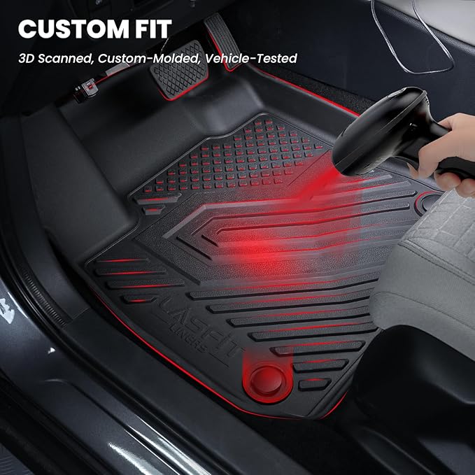 LASFIT Floor Mats for Honda Civic Hybrid Sedan 2025 2026 & Hybrid Hatchback 2025 2026, All Weather TPE Custom Fit Car Floor Liner, 1st & 2nd Row, Black