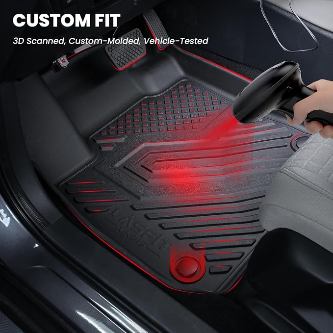 LASFIT Floor Mats & Trunk Mat for 11th Gen Honda Civic 2026 2025 2024 2023 2022 Sedan (Fits Rear Seats with or Without USB Ports), All Weather TPE Car Floor Liners,1st & 2nd Row & Trunk Liner