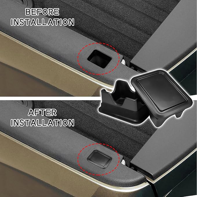 SQWS Bed Rail Stake Pocket Covers 2PCS Dustproof Black Truck Bed Rail Caps Compatible with Dodge Ram 1500 2500 3500 (2019-2025) Truck Beds Accessories Rear Trucks Beds Hole Plugs