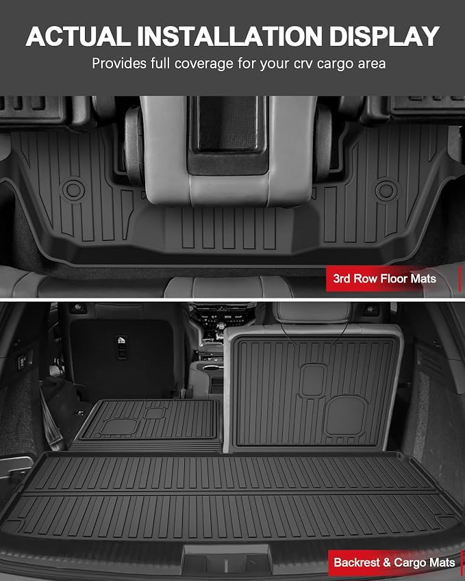 Original 2022-2026 MDX Floor Mats & Cargo Liner & Backrest Mat Full Sets for Acura MDX - Custom Fit TPE Floor Liners & Cargo Mat & Backrest Mat - All Weather Odorless Car Mats for MDX 2022-2025 2026
