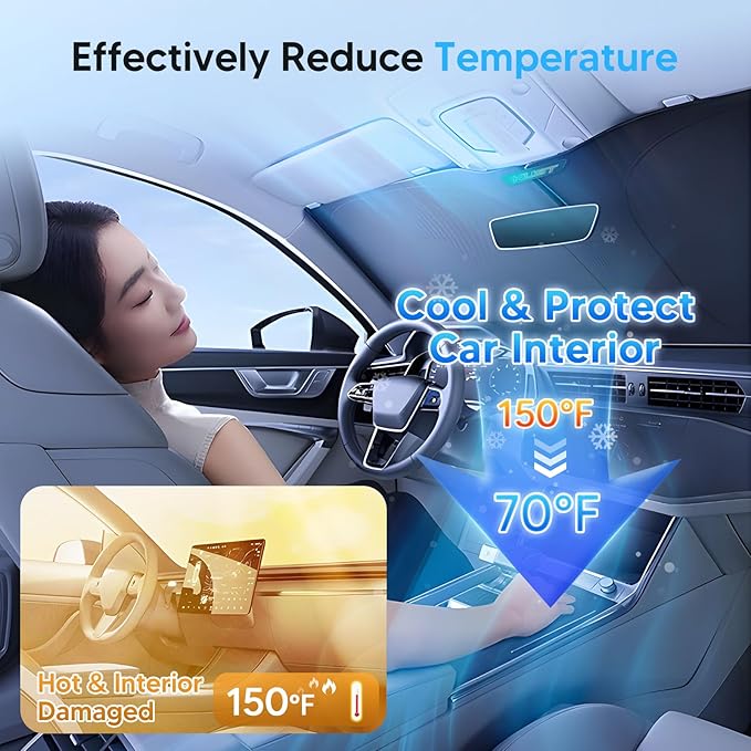 KUST Windshield Sun Shade for Toyota RAV4 2006 2007 2008 2009 2010 2011 2012 Accessories Custom Fit Sunshade Foldable Window Sun Protector Block UV Rays Keep Car Cooler