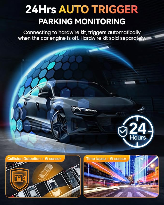 FOCUWAY Dash Cam Front and Rear, Real 4K@30fps/2K@60fps+1080P@30fps Dash Camera for Car, Touchscreen, Voice Control, with GPS WiFi, HDR Night Vision, 64GB Card, 160 Wide Angle, 24H Parking Mode