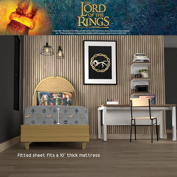 The Lord of The Rings: The War of The Rohirrim 5 Piece Super Soft Cozy Reversible Comforter and Sheet Set with Sham, Twin, (Officially Licensed Product) by Franco