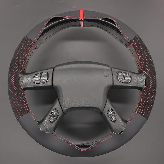 MEWANT Hand Stitched Steering Wheel Cover for Chevy Silverado 1500 2003-2006 Mesh Athsuede Real Leather Steering Wrap