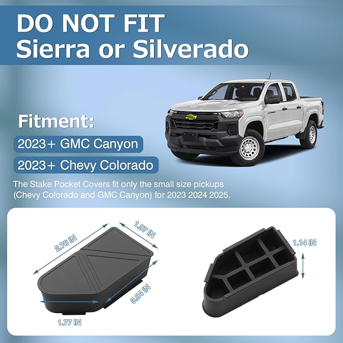 Shademax Upgraded Silicone Stake Pocket Covers Fit for 2023 2024 2025 2026 GMC Canyon/Chevy Colorado Accessories Truck Rear Holes Caps Colorado Bed Rail Hole Plugs Stake Pocket Caps Cover (Set of 2)