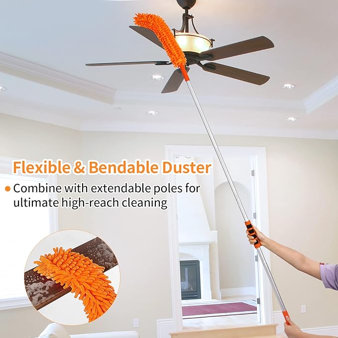 Wontolf 62'' Car Wash Brush with Long Handle Chenille Microfiber Car Wash Mop Car Washing Brush Cleaning Kit Windshield Window Squeegee Wheel Brush Car Duster Dry Towels for Cars RV Truck Boat 10PCS