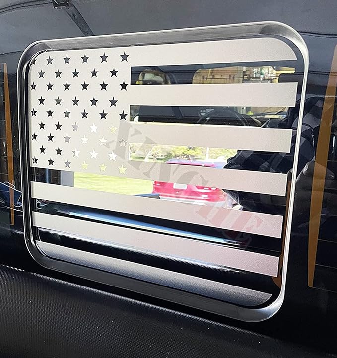 Xinghe for 2015-2025 2026 Ford F150 F250 F350, Rear Middle Window American Flag Decals, Matte Black USA Flag Decal for Truck Back Window, Waterproof Vinyl, Durable and Easy Remove Truck Decal