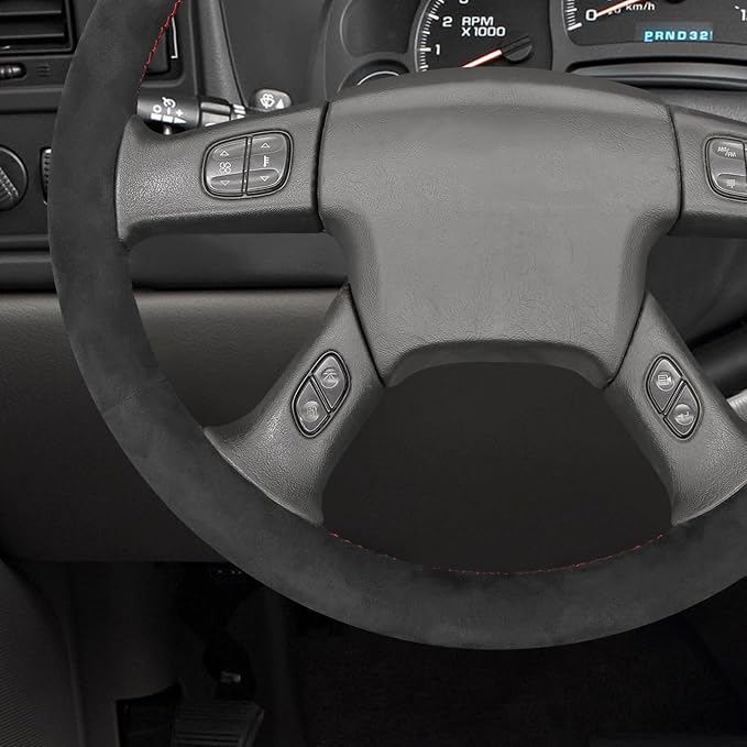 MEWANT Hand Stitched Steering Wheel Cover for Chevy Silverado 1500 2003-2006 Trailblazer 9040 Athsuede Steering Wrap