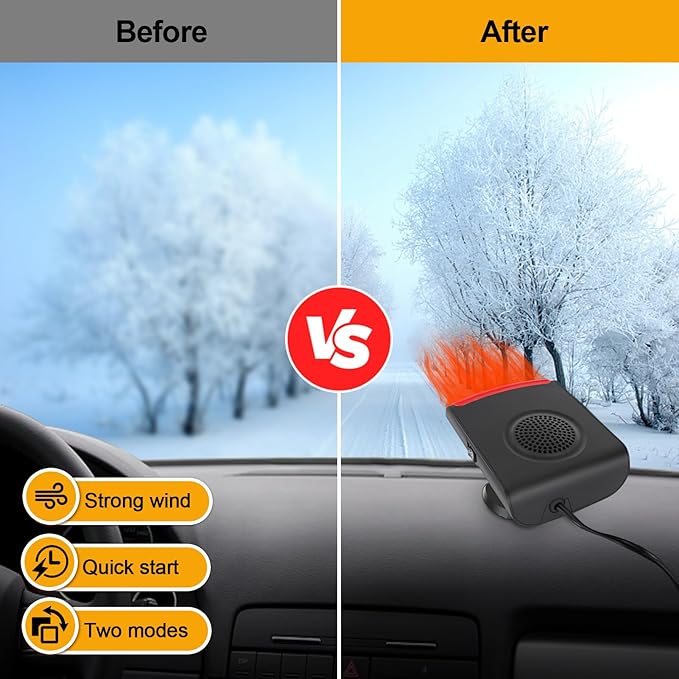 Portable Car Heater, Car Heater Defroster With 2 in 1 Heating/Cooling, Anti-Fog Plug in Cigarette Lighter for Car Defroster Windshield Fast Defogge, Suitable for Cars and SUV