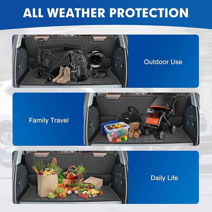 Mixsuper Cargo Liner for Chevy Tahoe 2015-2020, Cargo Mat Backrest Mat for Tahoe, All Weather Trunk Mat Backrest Mat TPE Back Seat Cover Protector for Tahoe Accessories