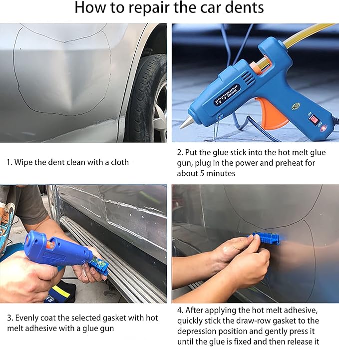 6PCS Glue Tabs Tooth Repair Kit, Dent Remover Tool for Car Paintless Dent Repair Tool Auto Dent Repair Tools Long Dent Repair Tools